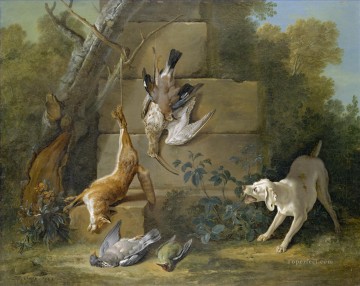 犬 Painting - Jean Baptiste Oudry 犬が死を守るゲーム